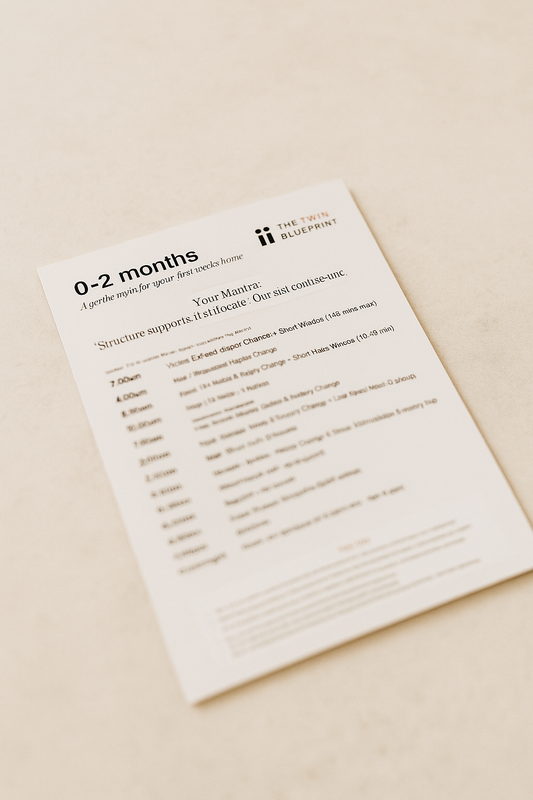 0–2 Month Twins Routine Fridge Card | Daily Schedule for Twin Babies