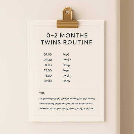 0–2 Month Twins Routine Fridge Card | Daily Schedule for Twin Babies