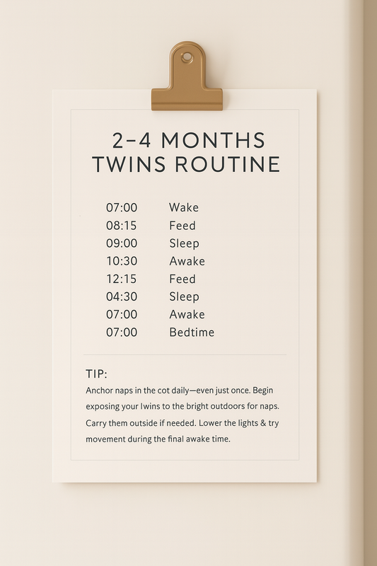 2-4 Month Twins Routine Fridge Card | Daily Schedule for Twin Babies